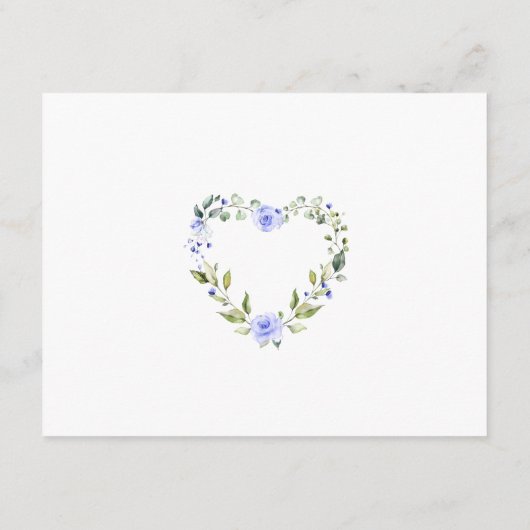 Carte D'accompagnement Fleurs Bleues Parties scintillant Or Mariage Héber (Dos)