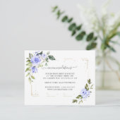 Carte D'accompagnement Fleurs Bleues Parties scintillant Or Mariage Héber (Debout devant)