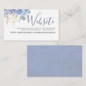 Carte D'accompagnement Fleurs Bleues Poussiéreuses et Feuillage Doré Site (Devant / Derrière)