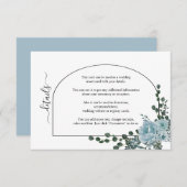 Carte D'accompagnement Fleurs bleues poussiéreuses et mariage à arc (Devant / Derrière)