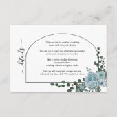 Carte D'accompagnement Fleurs bleues poussiéreuses et mariage à arc (Devant)