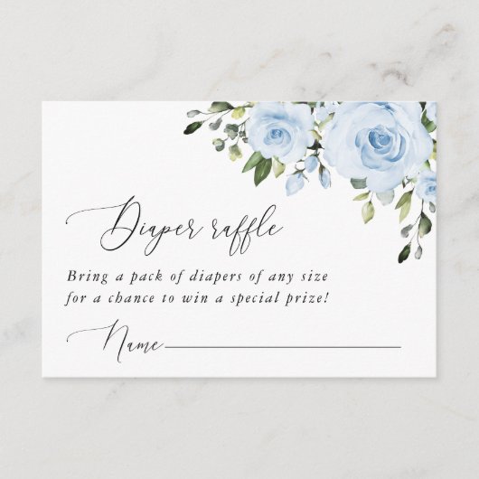 Carte D'accompagnement Fleurs bleues poussiéreuses, Verdure, Boho, Raffle (Devant)