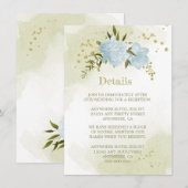 Carte D'accompagnement fleurs bleues romantiques détails de verdure (Devant / Derrière)