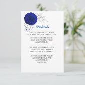 Carte D'accompagnement fleurs bleues royales argent détails feuilles (Debout devant)