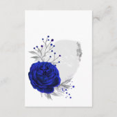 Carte D'accompagnement fleurs bleues royales argent détails feuilles (Dos)