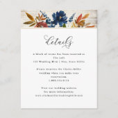 Carte D'accompagnement Fleurs Boho de la marine et de la rouille Mariage  (Devant)