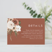 Carte D'accompagnement Fleurs Boho modernes Terracotta Détails Mariage (Debout devant)