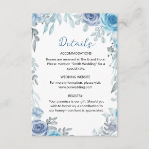 Carte D'accompagnement Fleurs botaniques aquarelles bleu-gris ardoise