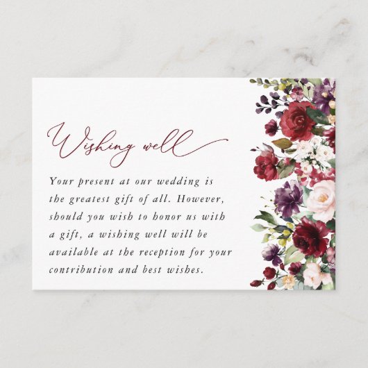 Carte D'accompagnement Fleurs Bourgognes, Fleurs Roses, Boho, Bien Envie (Devant)