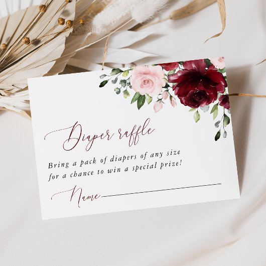 Carte D'accompagnement Fleurs Bourgognes, Fleurs Roses, Raffle de couches
