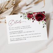 Carte D'accompagnement Fleurs Bourgognes, Fleurs rouges, Détails Mariages