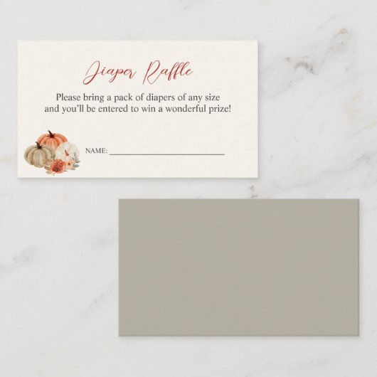 Carte D'accompagnement Fleurs Citrouilles de l'automne Raffle de couches (Devant / Derrière)