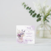 Carte D'accompagnement Fleurs Dans Mason Jar Purple Floral Mariage Détail (Debout devant)