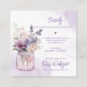 Carte D'accompagnement Fleurs Dans Mason Jar Purple Floral Mariage Détail (Devant)