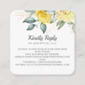 Carte D'accompagnement Fleurs d'aquarelle jaune romantique Code QR RSVP (Devant)