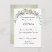 Carte D'accompagnement Fleurs d'aquarelle, Réception de mariage Pois (Devant / Derrière)