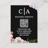 Carte D'accompagnement Fleurs d'aquarelle rose bleu Mariage de code QR (Devant)