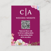 Carte D'accompagnement Fleurs d'aquarelle rose bleu Mariage de code QR (Devant)