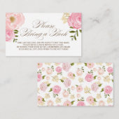 Carte D'accompagnement Fleurs d'aquarelle rose S'il vous plaît apporter u (Devant / Derrière)