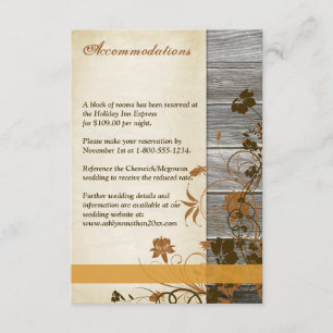 Carte D'accompagnement Fleurs d'automne, Mariage de bois FAUX