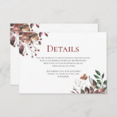 Carte D'accompagnement Fleurs de automne foncé Rustique Mariage Détails C (Devant / Derrière)