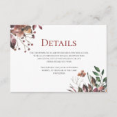 Carte D'accompagnement Fleurs de automne foncé Rustique Mariage Détails C (Devant)