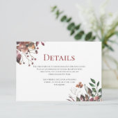 Carte D'accompagnement Fleurs de automne foncé Rustique Mariage Détails C (Debout devant)