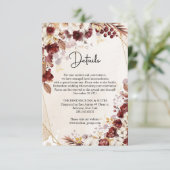 Carte D'accompagnement Fleurs de Bourgogne et d'automne et cadre en or fe (Debout devant)