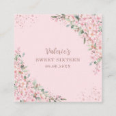 Carte D'accompagnement Fleurs de cerisier Rose Gold Sweet Seize QR Cadeau (Dos)