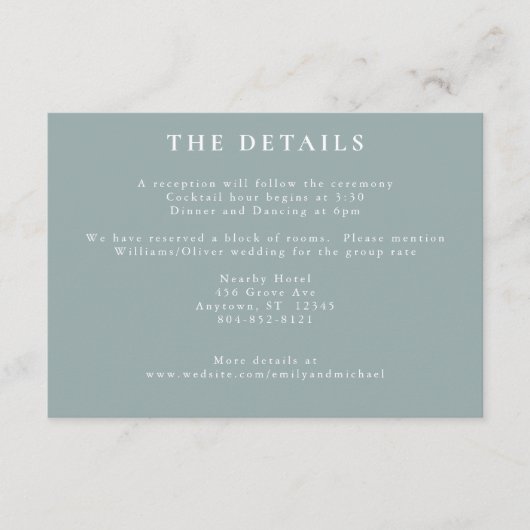 Carte D'accompagnement Fleurs de chalet romantiques Sage Bleu (Devant)