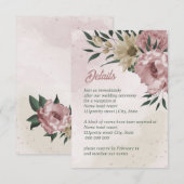 Carte D'accompagnement fleurs de champagne rose mariage (Devant / Derrière)