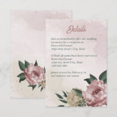 Carte D'accompagnement fleurs de champagne rose mariage (Devant / Derrière)