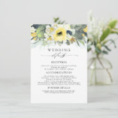 Carte D'accompagnement Fleurs de couleur jaune Informations Mariage (Debout devant)
