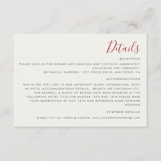 Carte D'accompagnement Fleurs de fraises rouges sucrées Mariage (Devant)