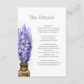 Carte D'accompagnement Fleurs de lavande Moderne Floral Détails du Mariag (Devant)