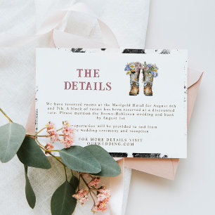 Carte D'accompagnement Fleurs de l'Ouest et du Pays Bottes Mariage rustiq