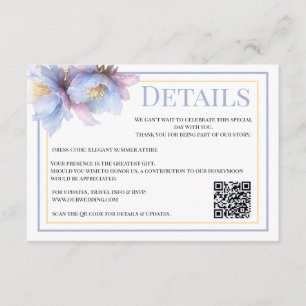 Carte D'accompagnement Fleurs de mariage botaniques pastel artistiques