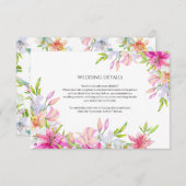 Carte D'accompagnement Fleurs de mariage Lys et oiseaux Aquarelle (Devant / Derrière)