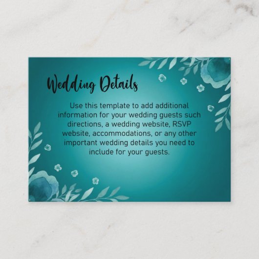 Carte D'accompagnement Fleurs de mariage Teal Whisper (Devant)