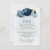 Carte D'accompagnement fleurs de marine bleu clair détails de mariage (Devant / Derrière)