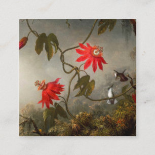 Carte D'accompagnement Fleurs de passion avec tête de colibris