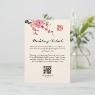 Carte D'accompagnement fleurs de peinture à l'encre chinoise détails de m
