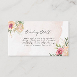 Carte D'accompagnement Fleurs de pivoine et d'or à l'huile qui souhaitent