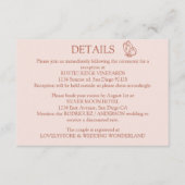 Carte D'accompagnement Fleurs de prairie Détails du Mariage Rose (Devant)