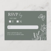 Carte D'accompagnement Fleurs de prairie Sirocco Mariage vert RSVP (Devant)