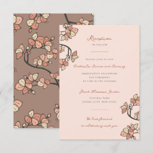 Carte D'accompagnement Fleurs de prunier roses/Pêchers en fleurs Fête de