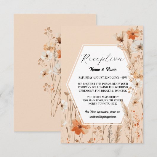 Carte D'accompagnement Fleurs de réception de mariage Boho d'été (Devant / Derrière)