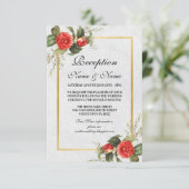 Carte D'accompagnement Fleurs de réception de mariage Rouge Or Noël (Debout devant)