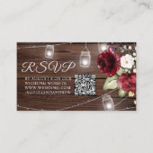 Carte D'accompagnement Fleurs de rose rouge Mariage de bois rustique QR C (Devant)
