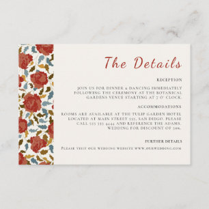 Carte D'accompagnement Fleurs de Rose Sauvage Jardin Affaire Mariage